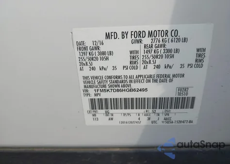 2017 Ford Explorer Xlt z USA, uszkodzony, nr VIN 1FM5K7D86HGB62495